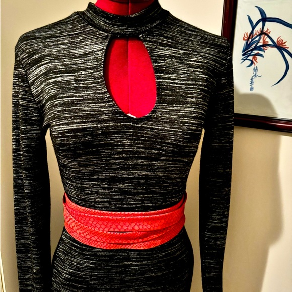 SM- Heather Grey Body Con Midi Dress - Picture 1 of 4